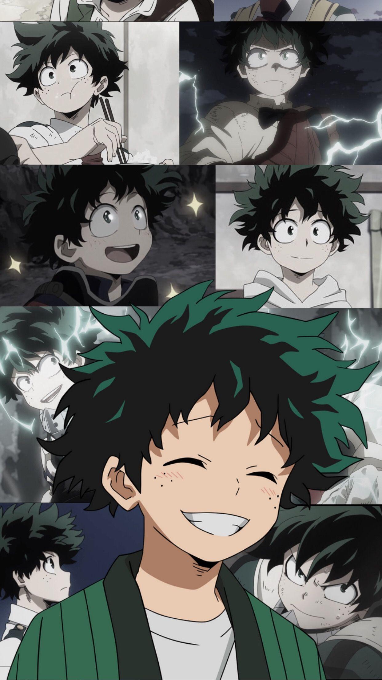Izuku Midoriya, collage espressioni anime, 1242x2207 Full HD Verticale, iPhone