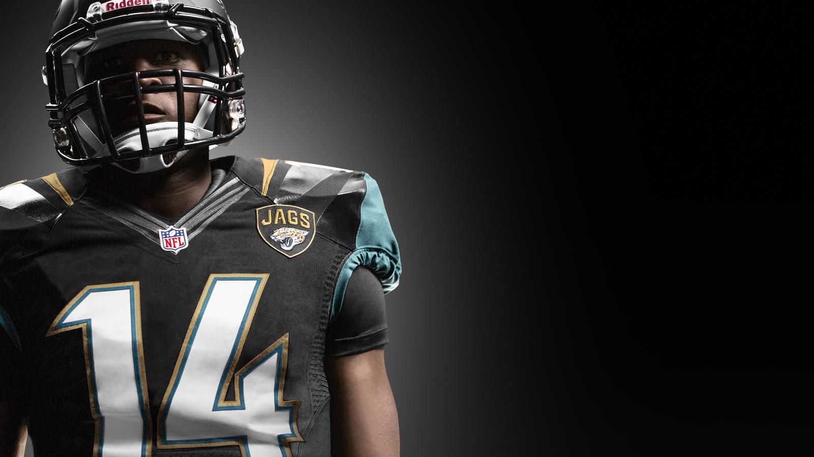 Giocatore Jacksonville Jaguars maglia nera, NFL, 1600x900 HD Ready, Desktop