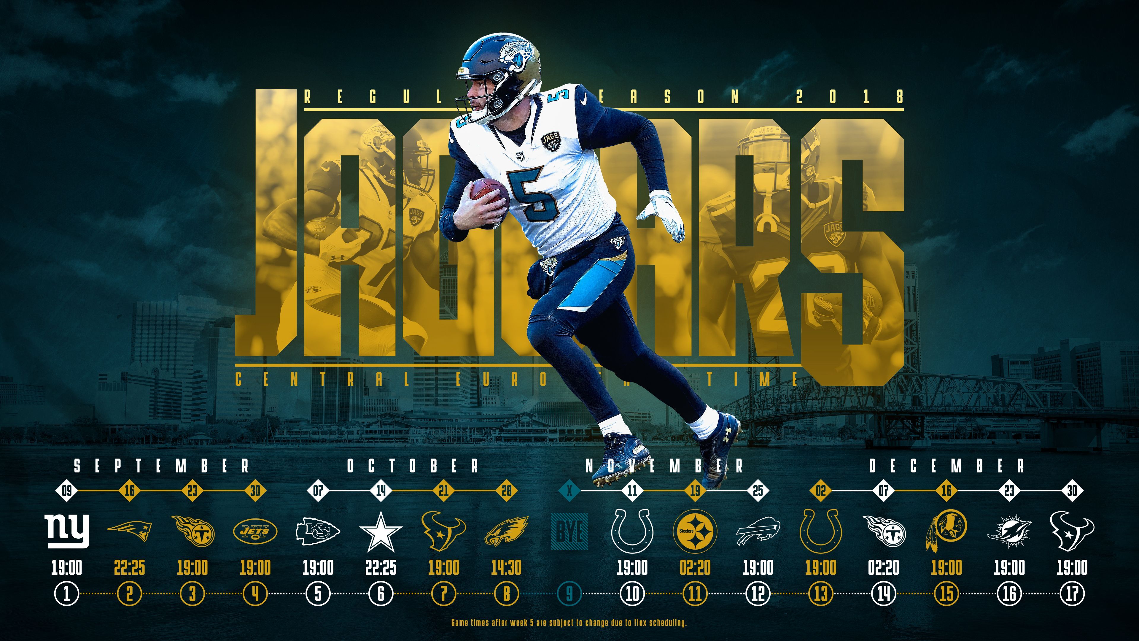 Calendario Jaguars stagione 2018, 3840x2160 Ultra HD, 4K TV