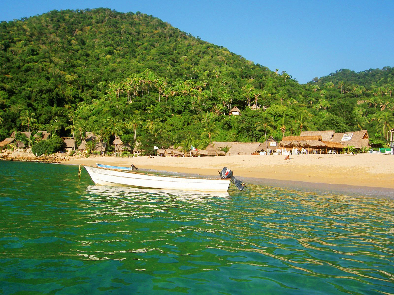 Spiaggia Yelapa con barca bianca, 1600x1200 HD, PC