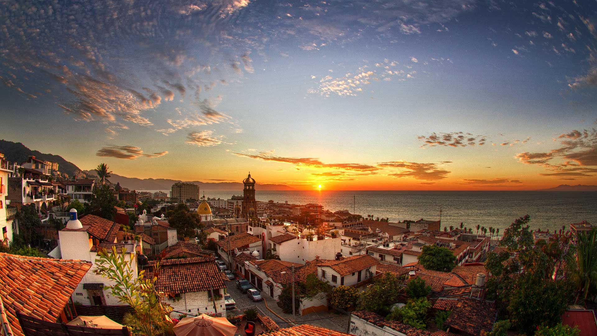 Puerto Vallarta tramonto tetti rossi, 1920x1080 Full HD, Desktop