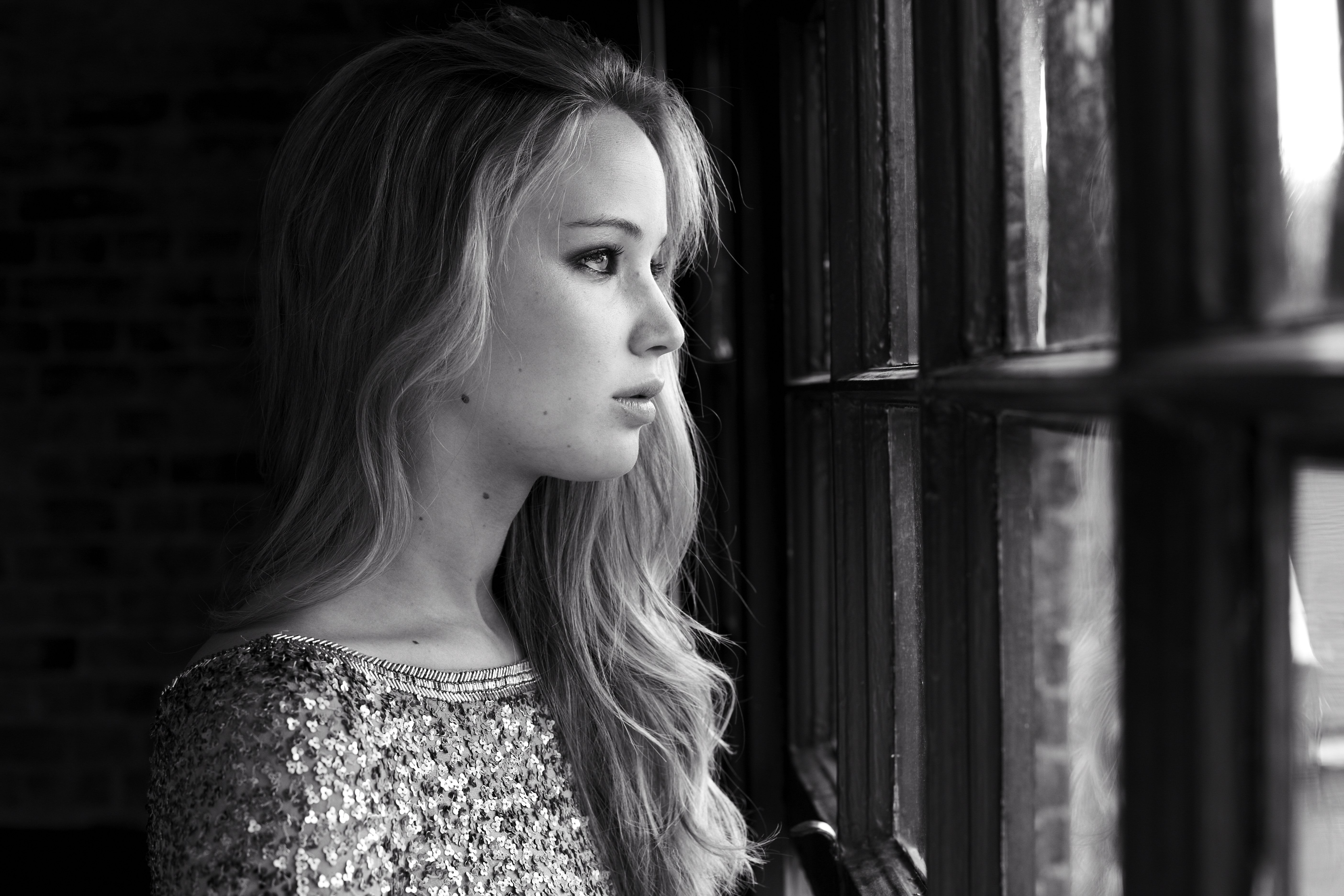 Jennifer Lawrence bianco e nero, Hunger Games, 5616x3744 4K Ultra HD, Monitor 4K