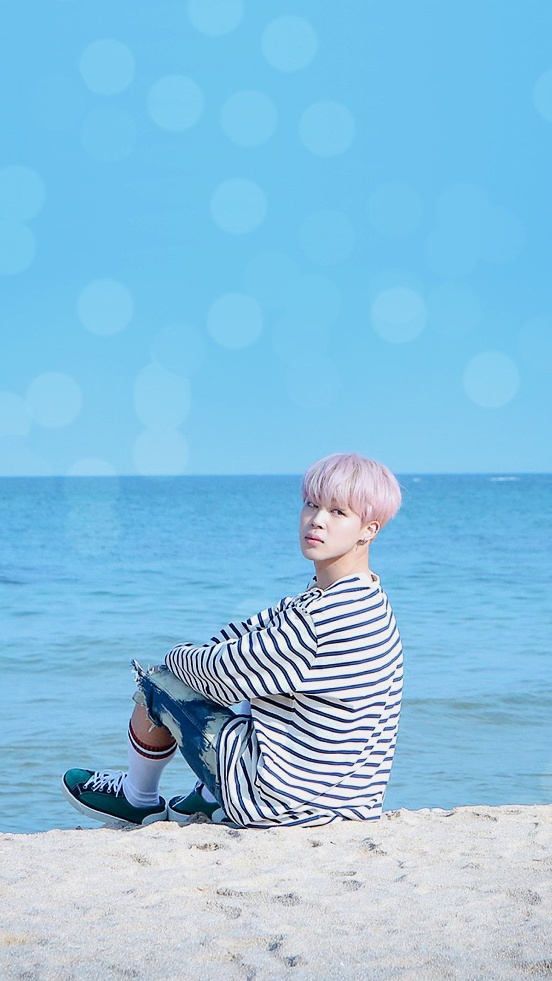 BTS idol capelli rosa spiaggia, 1080x1920 Full HD Verticale, Smartphone