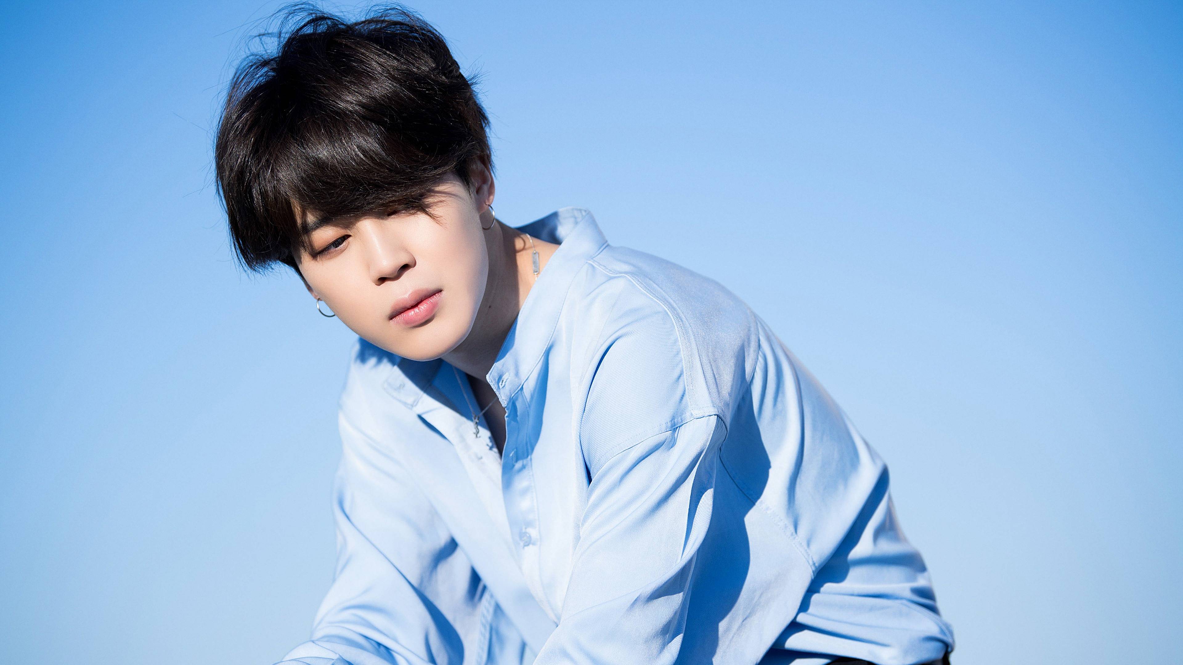 Jimin BTS camicia azzurra, 3840x2160 4K, PC Desktop