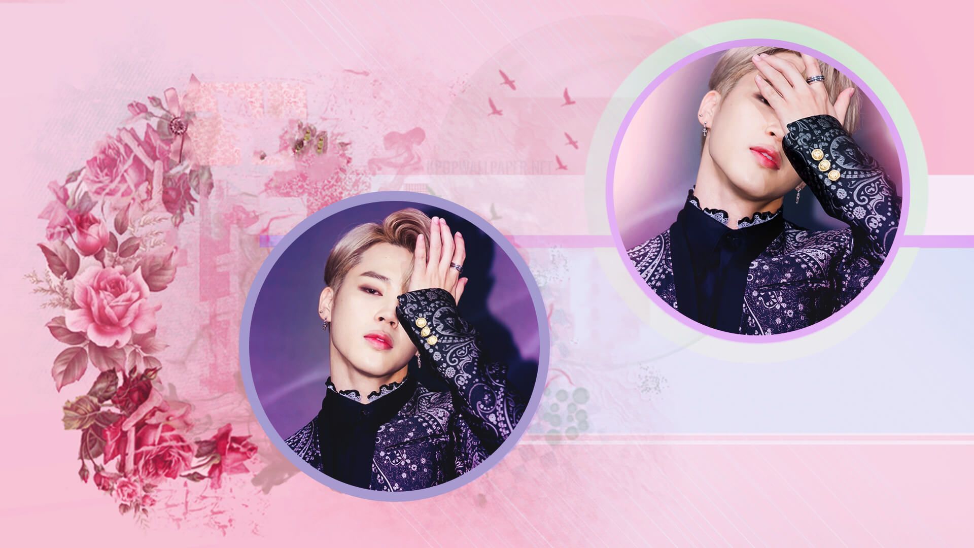 Jimin BTS sfondo rosa floreale, 1920x1080 Full HD 1080p, PC
