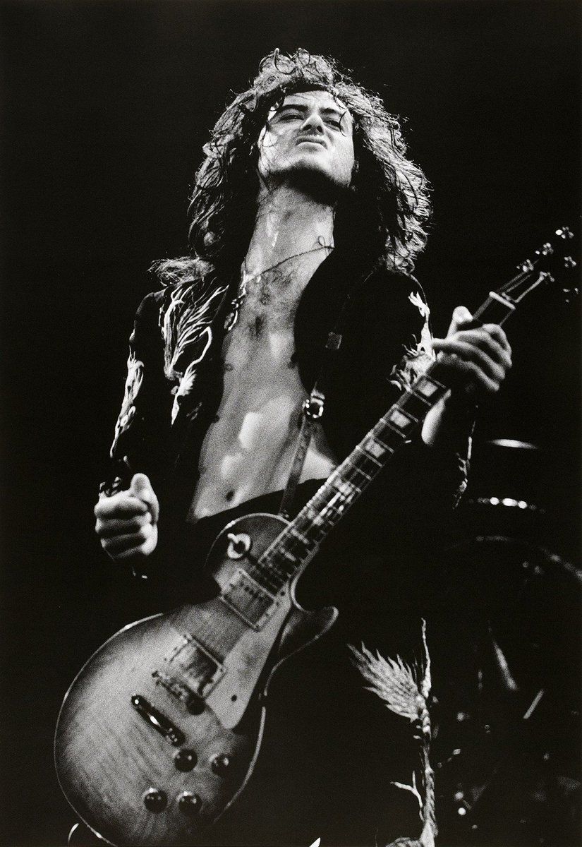 Jimmy Page con chitarra, bianco e nero, 825x1200 Verticale, Android
