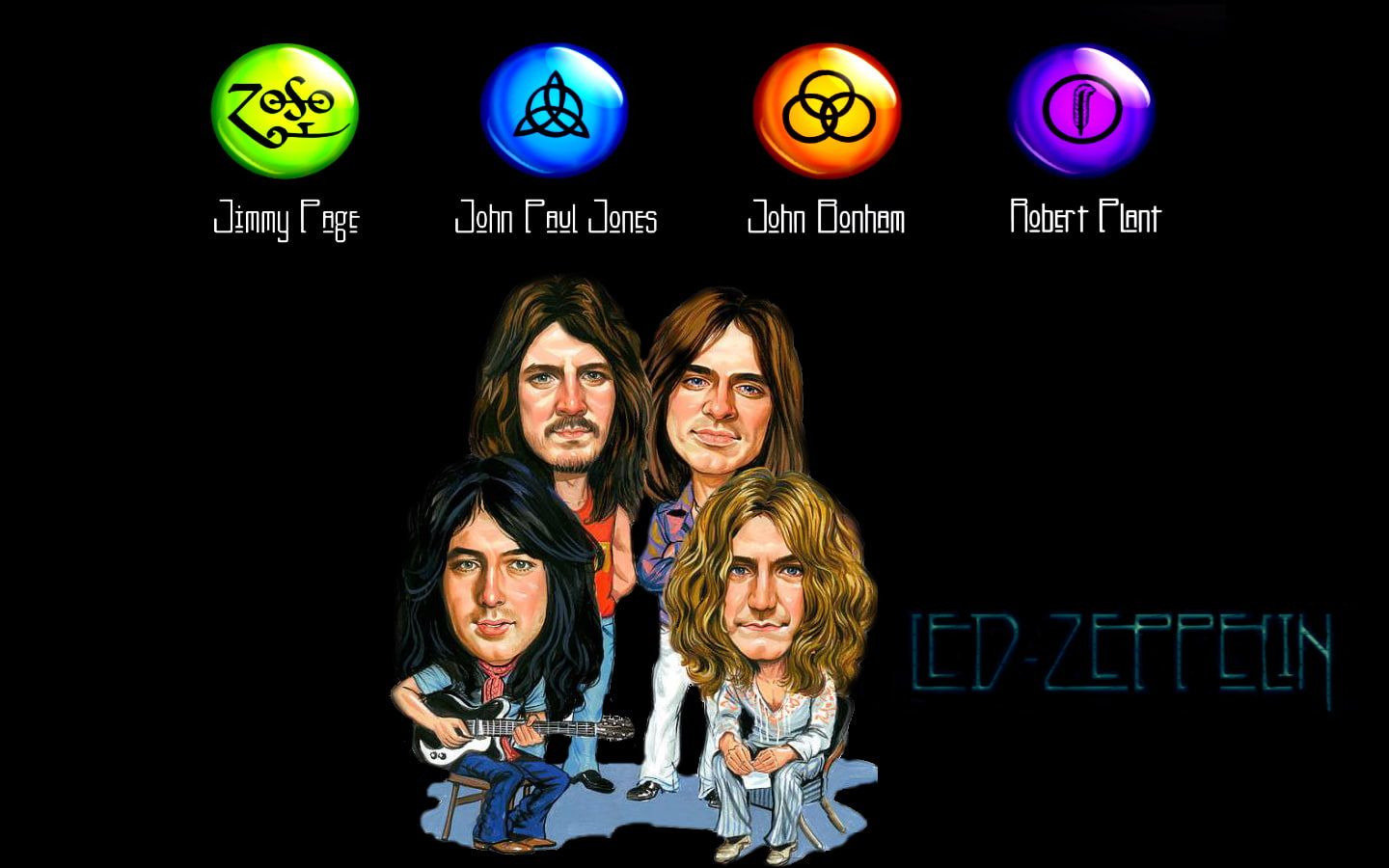 Caricature Led Zeppelin banda, 1440x900 720p, MacBook Air