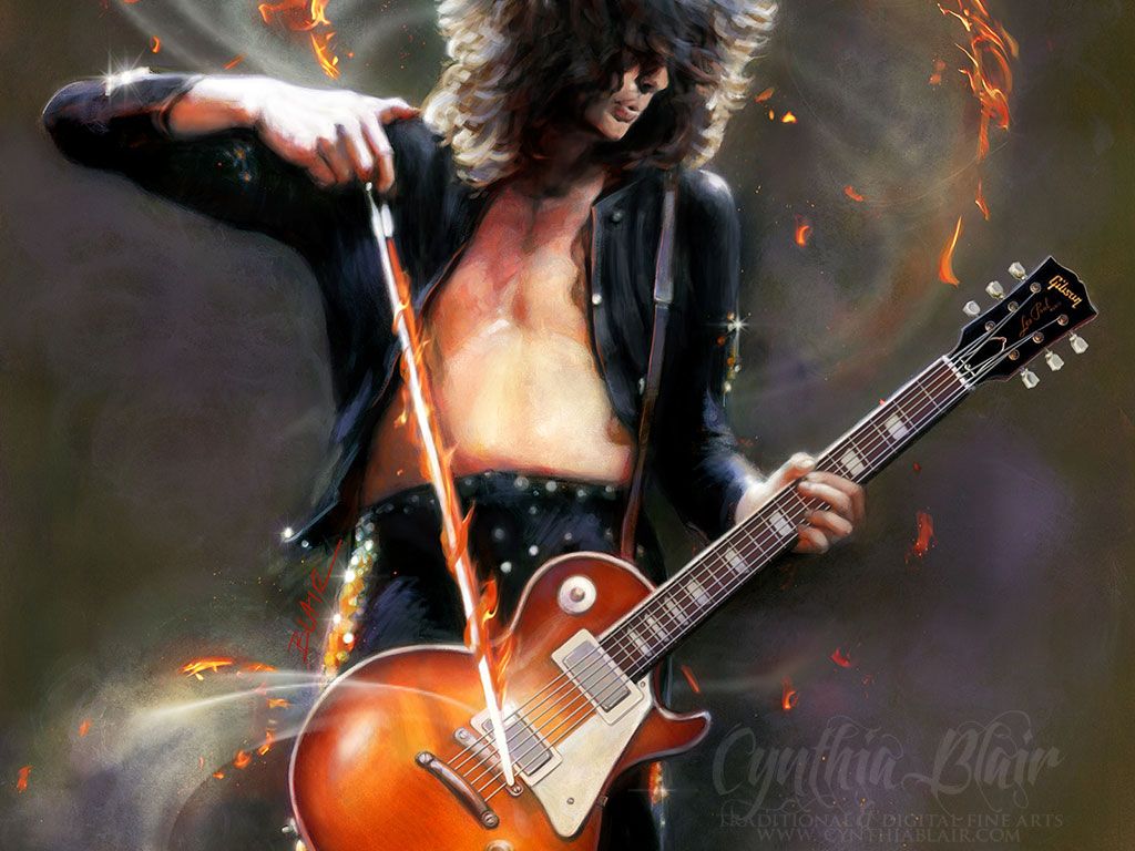 Jimmy Page con chitarra elettrica, 1024x768 HD, Laptop