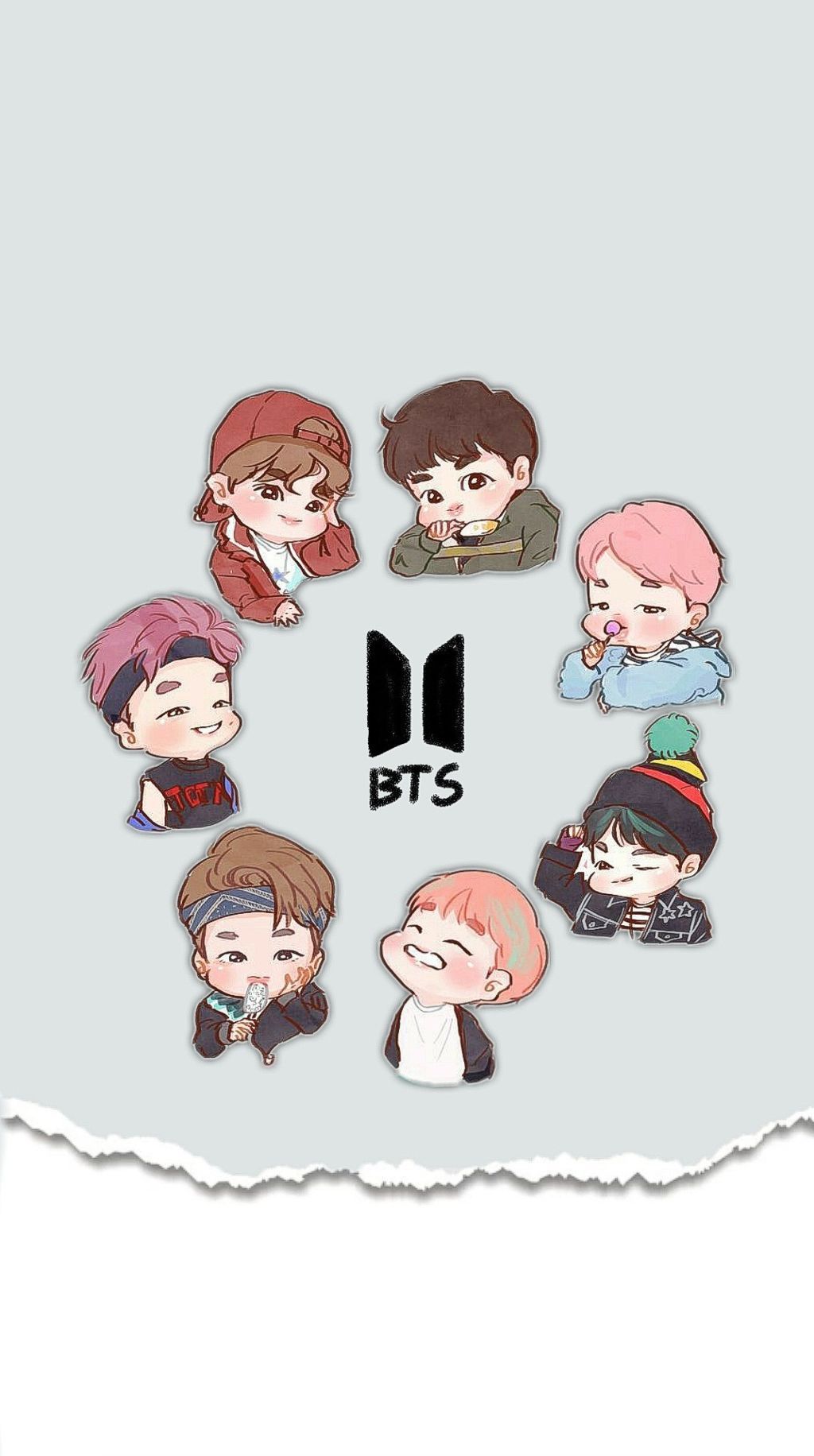 BTS chibi personaggi cartoon, 1024x1832 Full HD Verticale, Smartphone