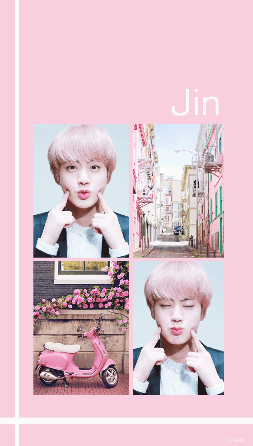 Jin BTS collage rosa, 810x1425 Full HD Verticale, Smartphone