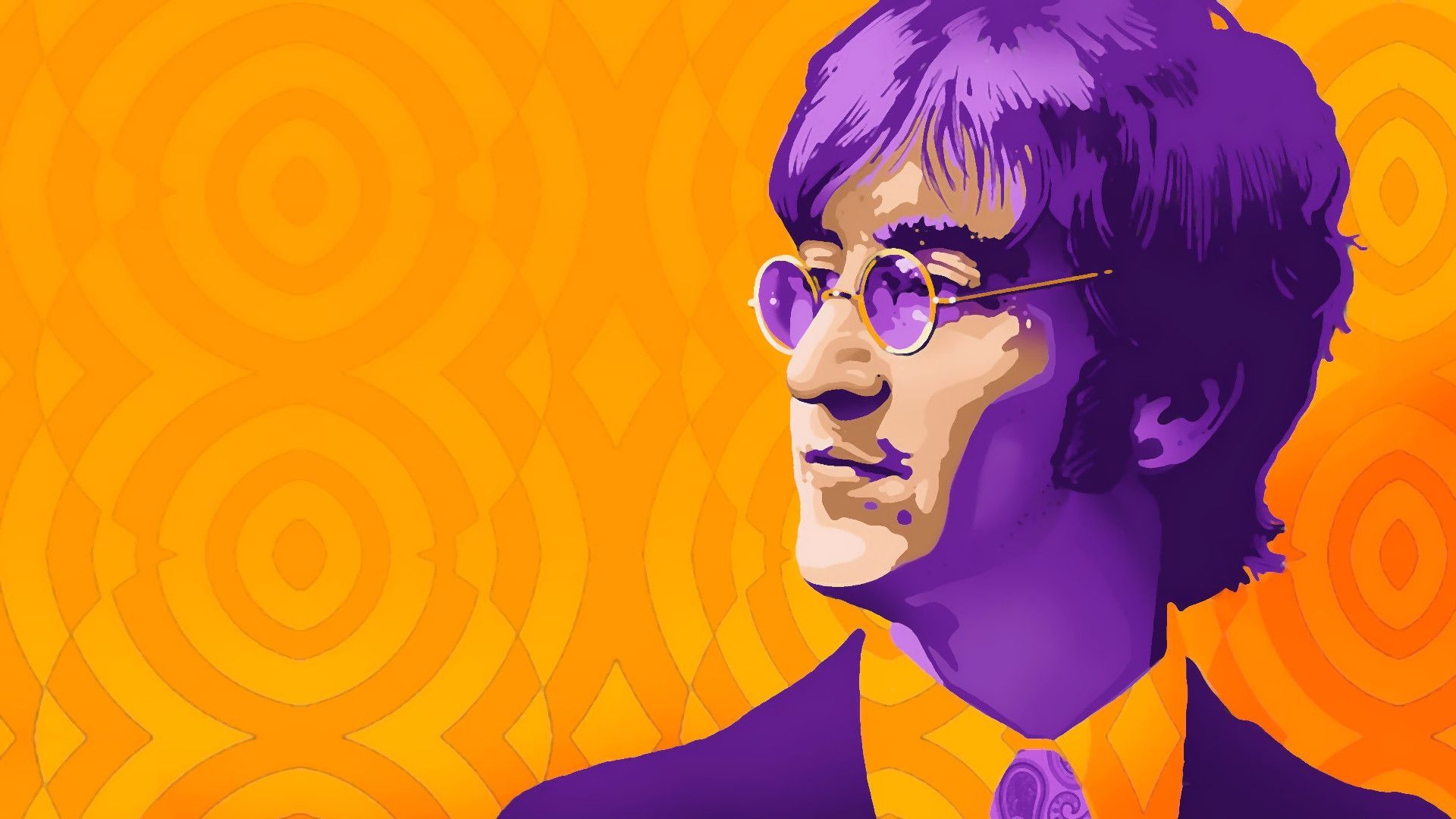 John Lennon ritratto viola arancione, 1920x1080 Full HD, PC