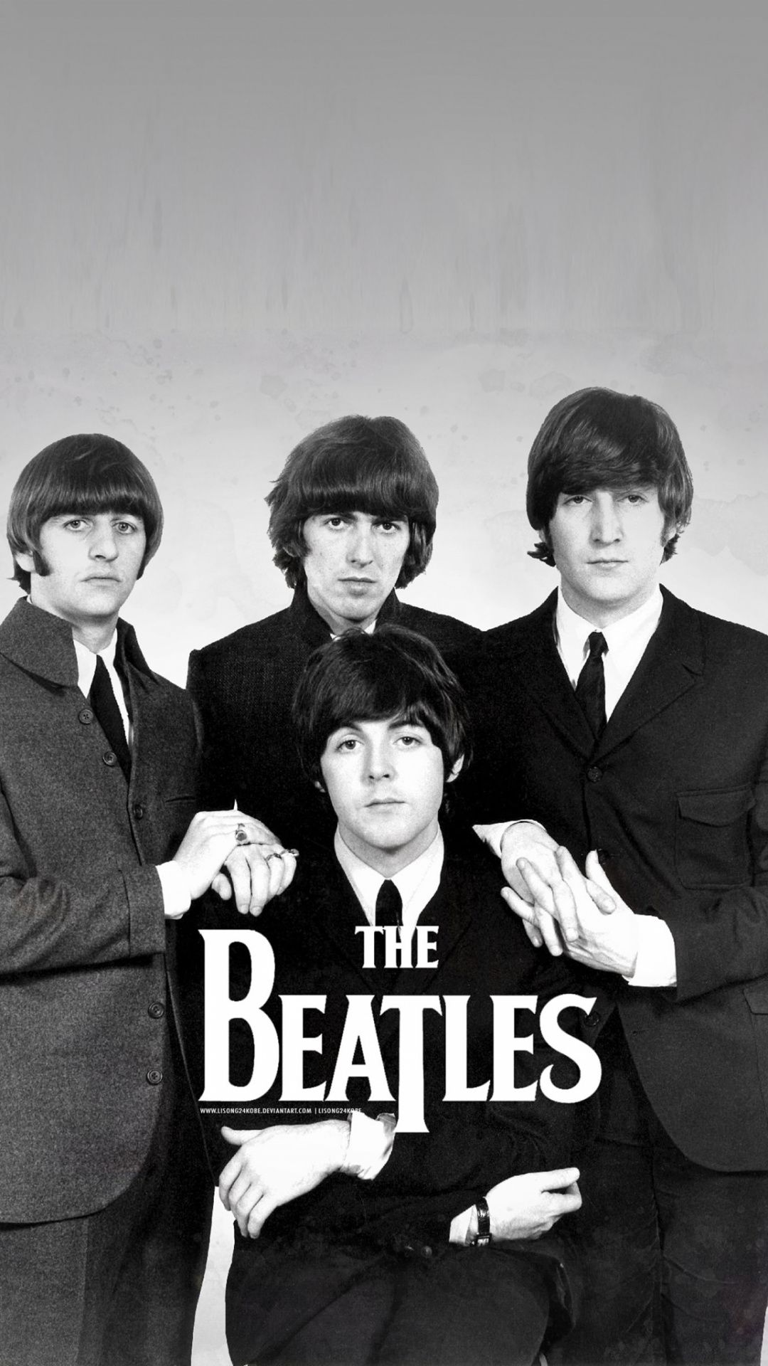 The Beatles gruppo bianco e nero, 1080x1920 Full HD Verticale, iPhone
