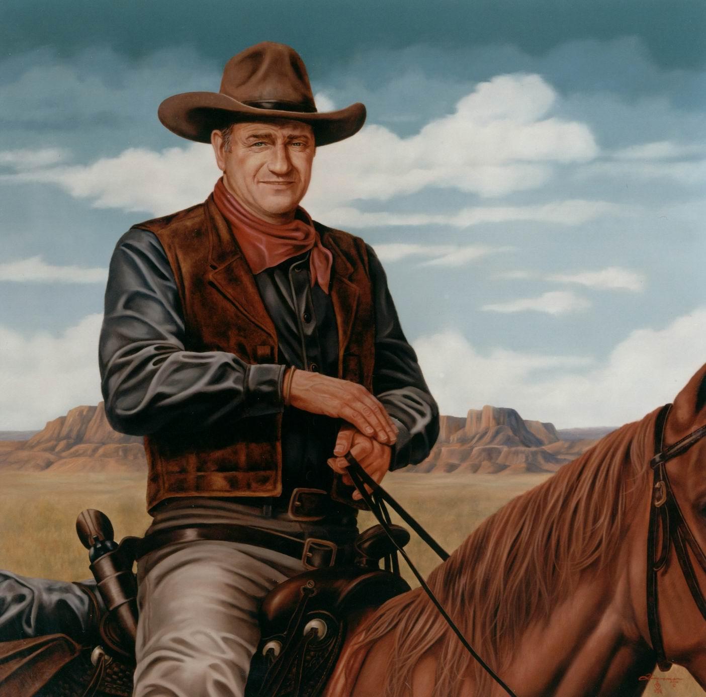 John Wayne a cavallo, deserto, western, 1404x1386 720p, PC