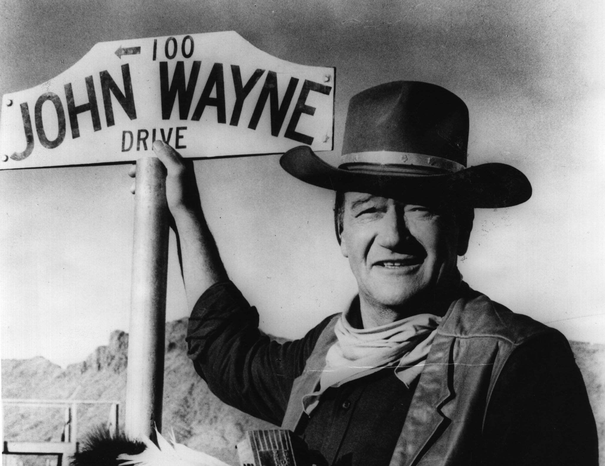 John Wayne cartello strada bianco nero, 2048x1578 alta risoluzione, PC
