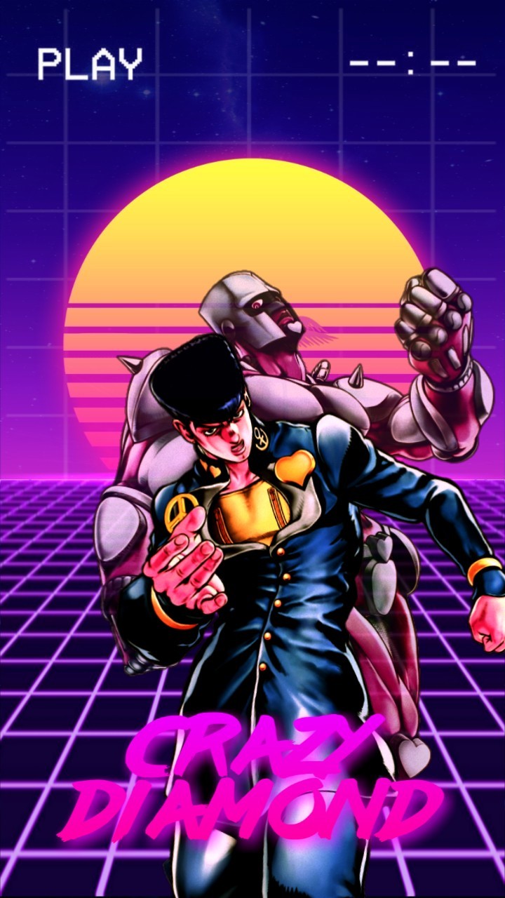 Josuke Crazy Diamond synthwave JoJo, Diamond is Unbreakable, 720x1280 Verticale, POCO