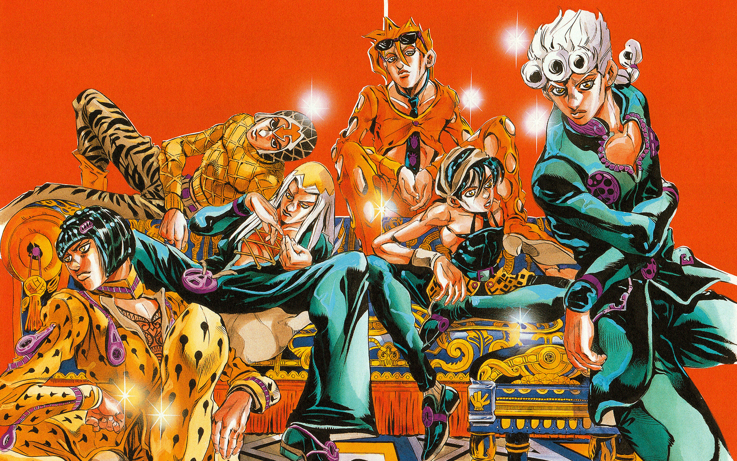 Personaggi JoJo sfondo arancione, 2560x1600 2K+, Desktop