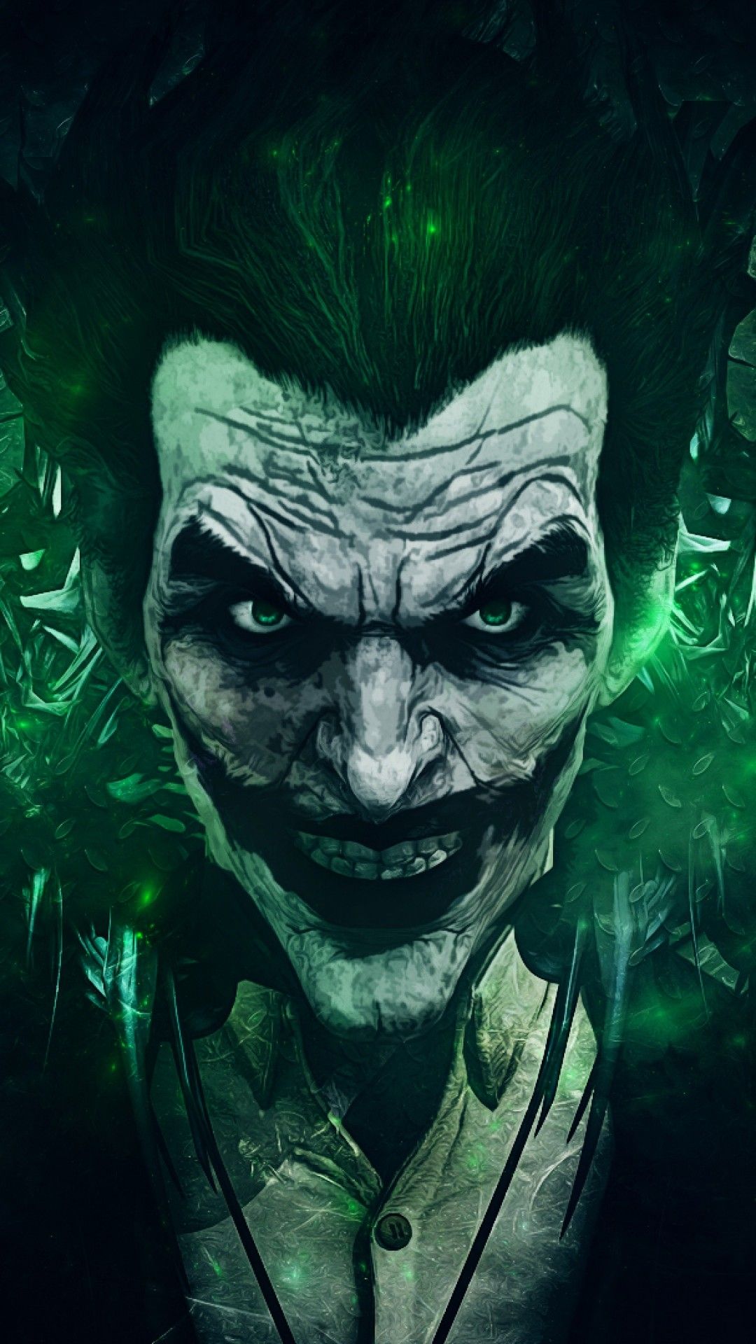 Joker viso verde scuro, nemesi di Batman, 1080x1920 Full HD Verticale, iPhone Plus