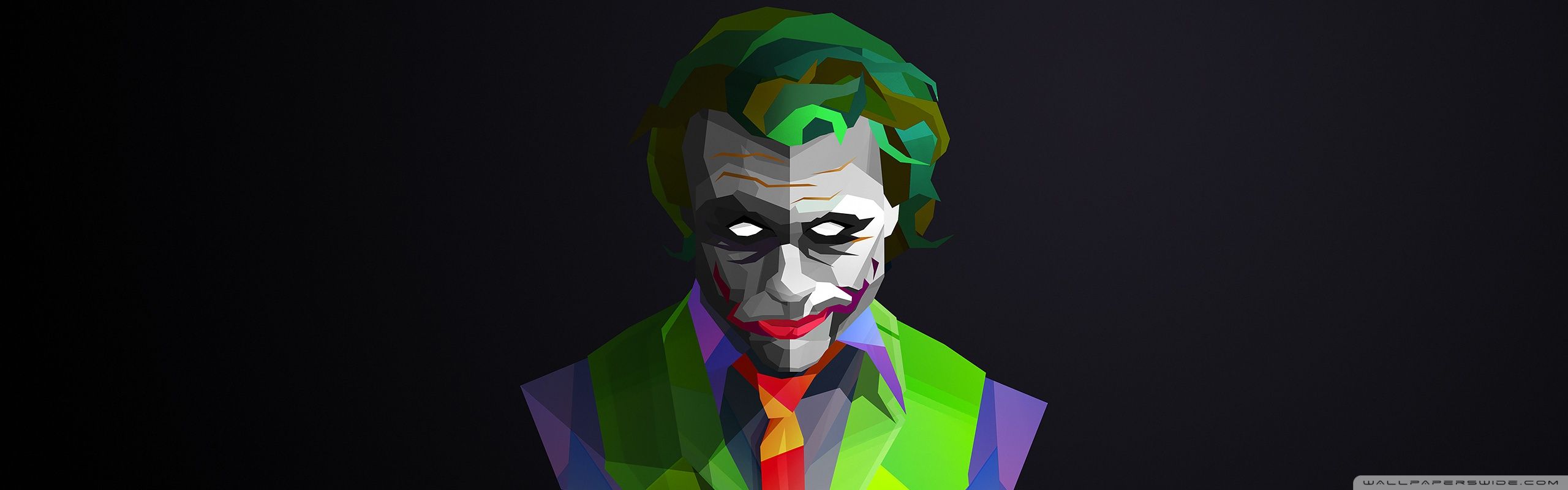 Joker illustrazione low poly, 2560x800 Panoramico, PC