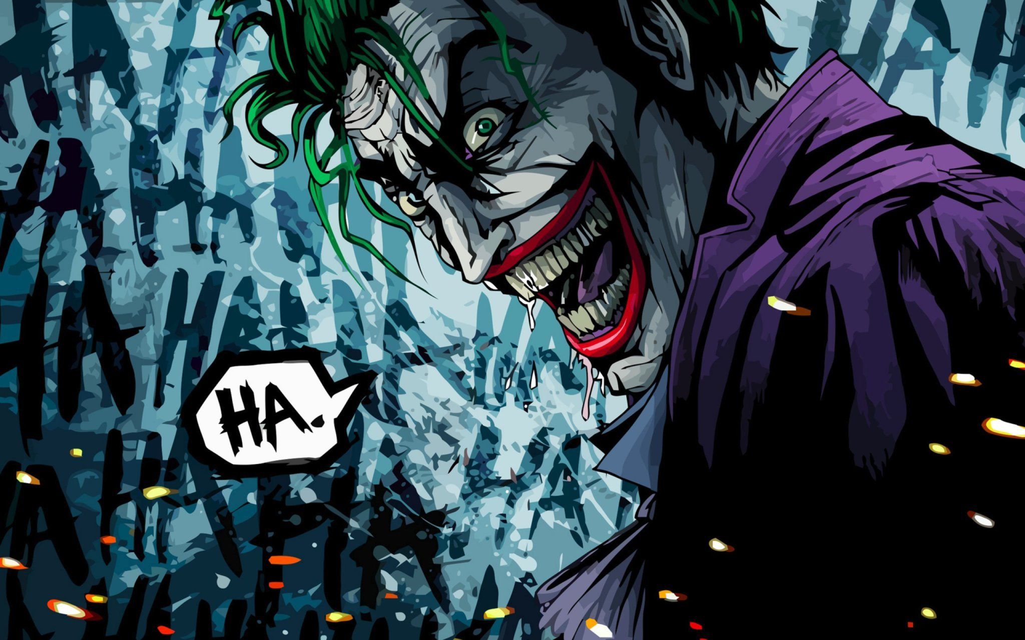 Joker che ride, fumetto, 2048x1280 alta risoluzione, Desktop