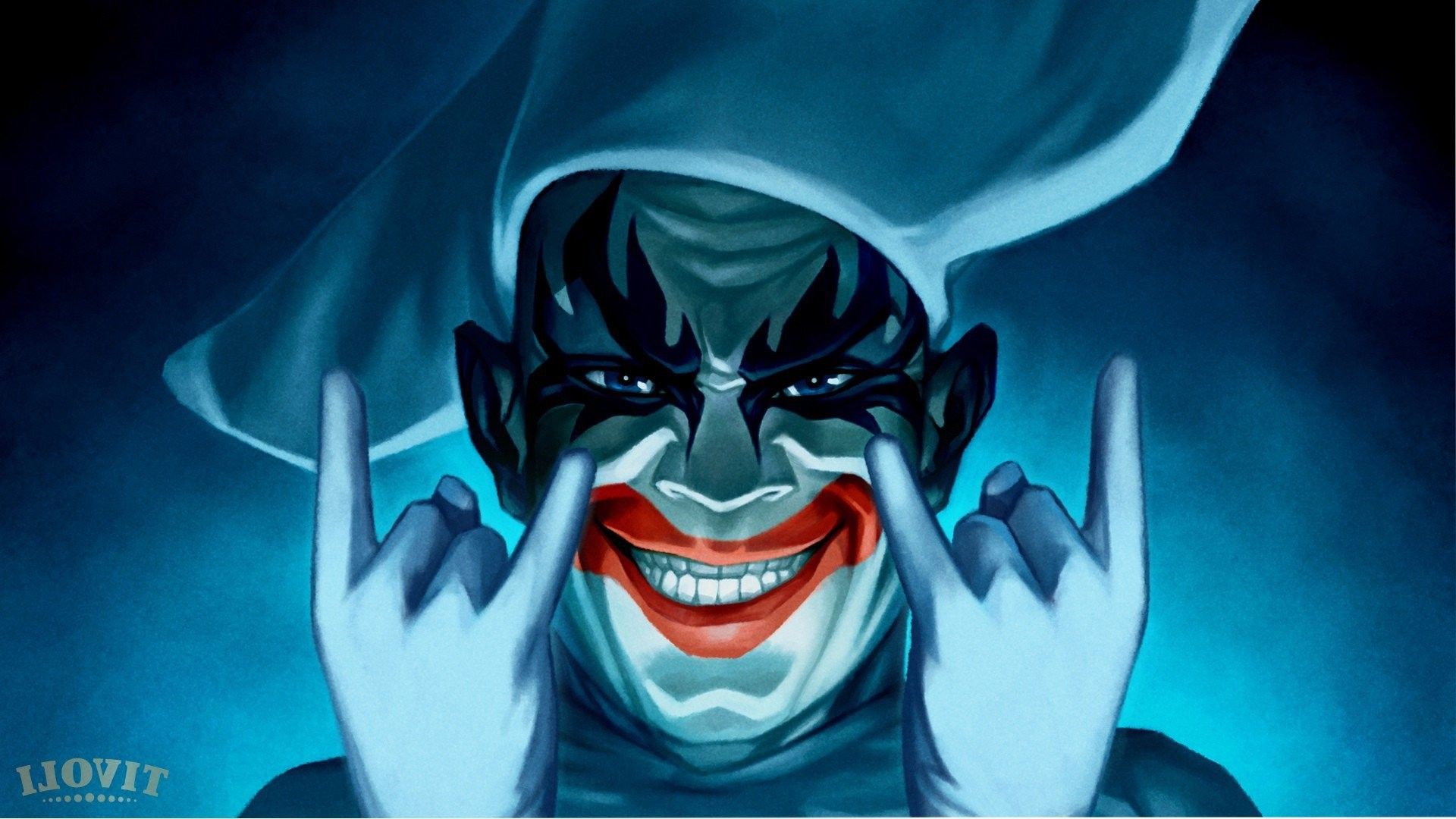 Joker con cappuccio blu, 1920x1080 Full HD 1080p, Desktop