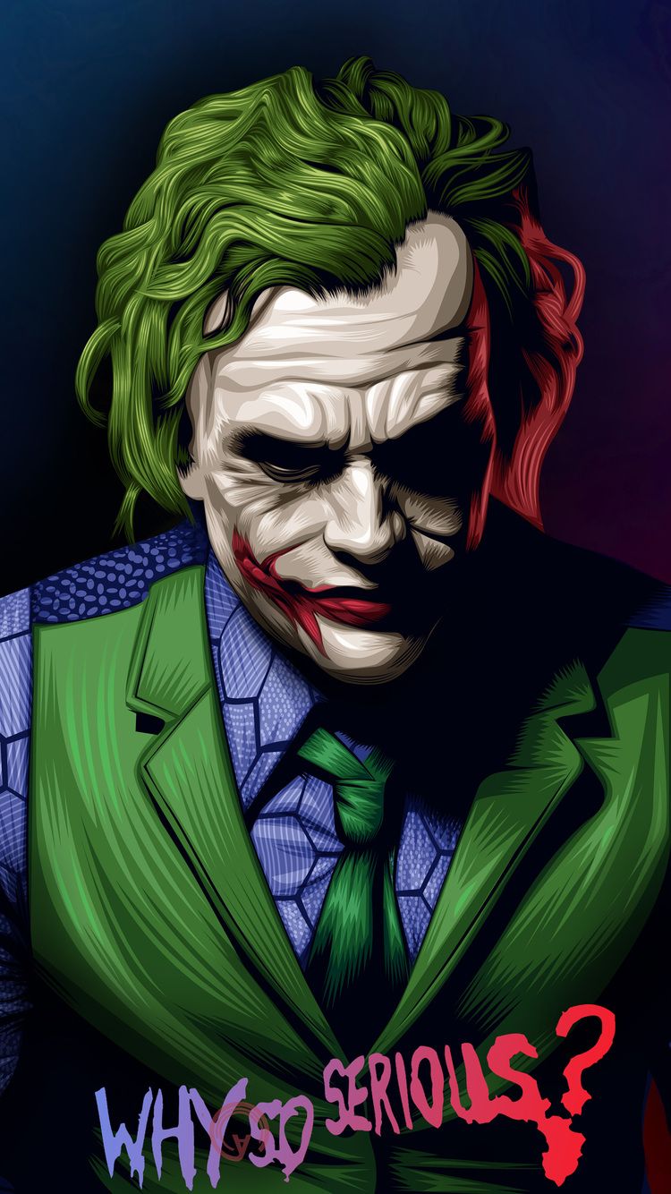 Joker Heath Ledger illustrazione, 750x1334 Full HD Verticale, iPhone Air