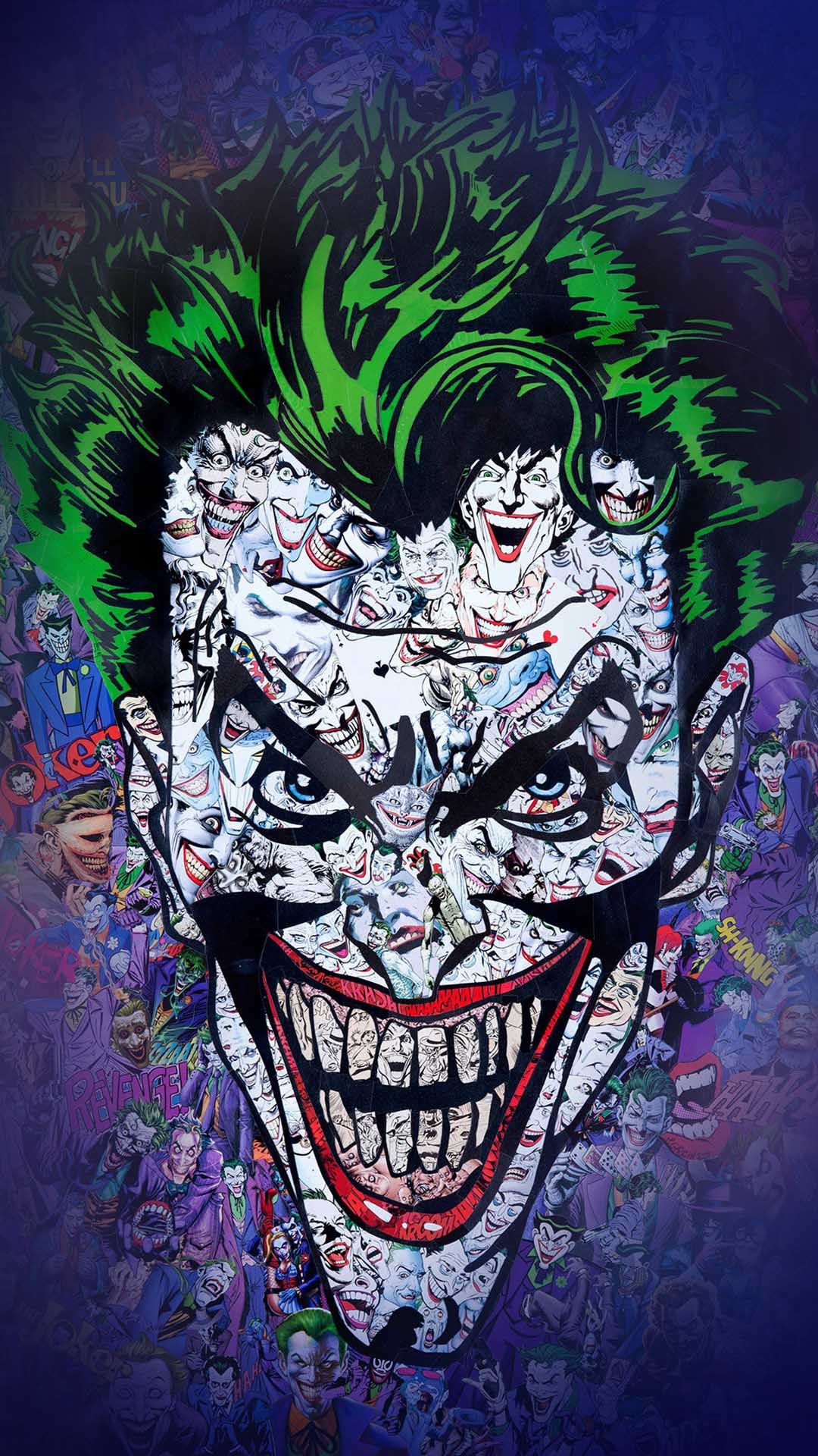 Joker volto fumetto multicolore, 1080x1920 Verticale, Samsung Galaxy