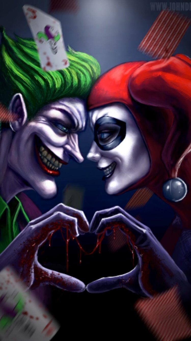Joker e Harley Quinn cuore, 750x1334 Verticale, iPhone Pro Max