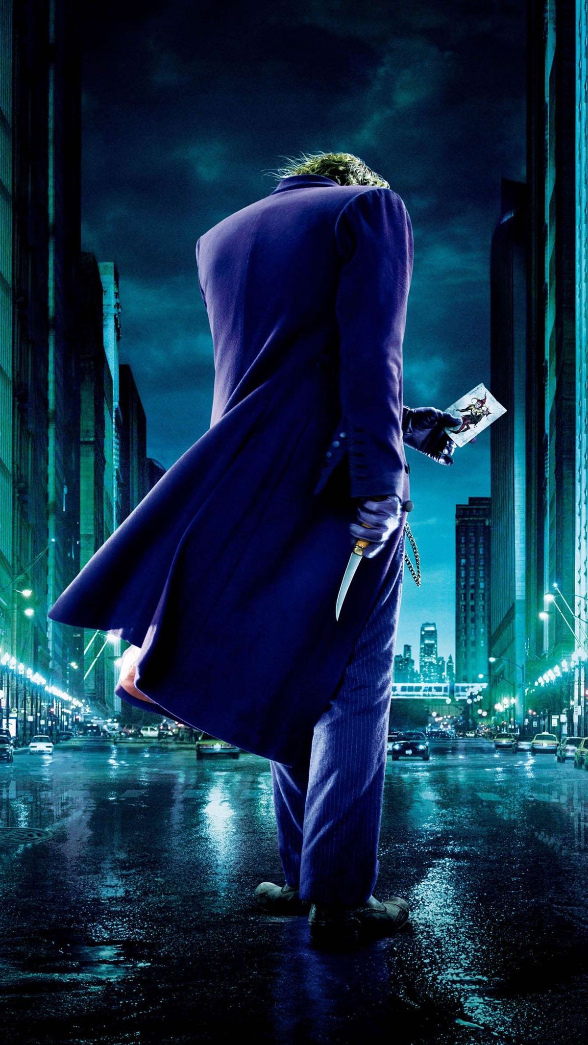 Joker cappotto viola città, 1200x2132 Verticale, iPhone Pro