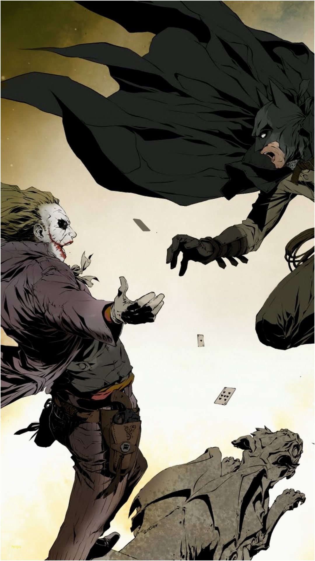 Joker e Batman illustrazione, Gotham, 1080x1920 Verticale, iPhone Air