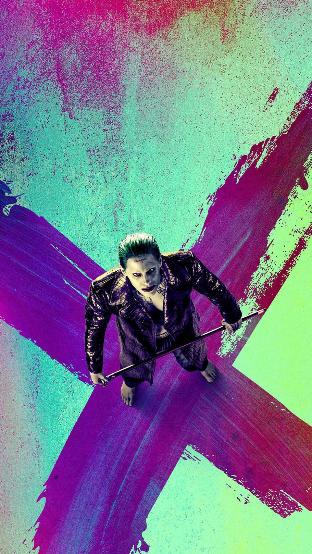 Joker Suicide Squad su X colorata, 1080x1920 Full HD Verticale, iPhone Pro Max
