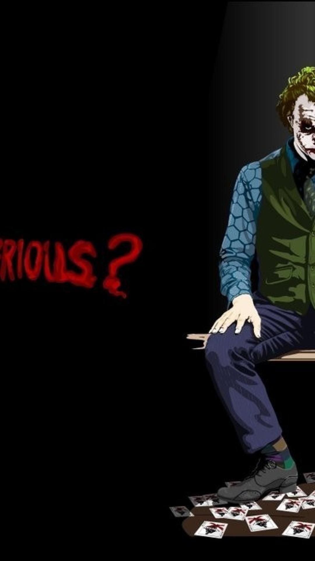 Joker seduto sfondo nero, 1080x1920 Full HD Verticale, Smartphone