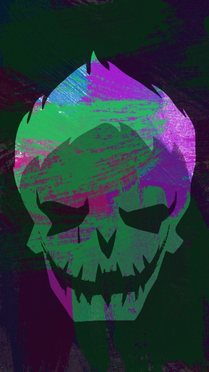 Teschio Joker verde viola, 670x1191 Full HD Verticale, iPhone