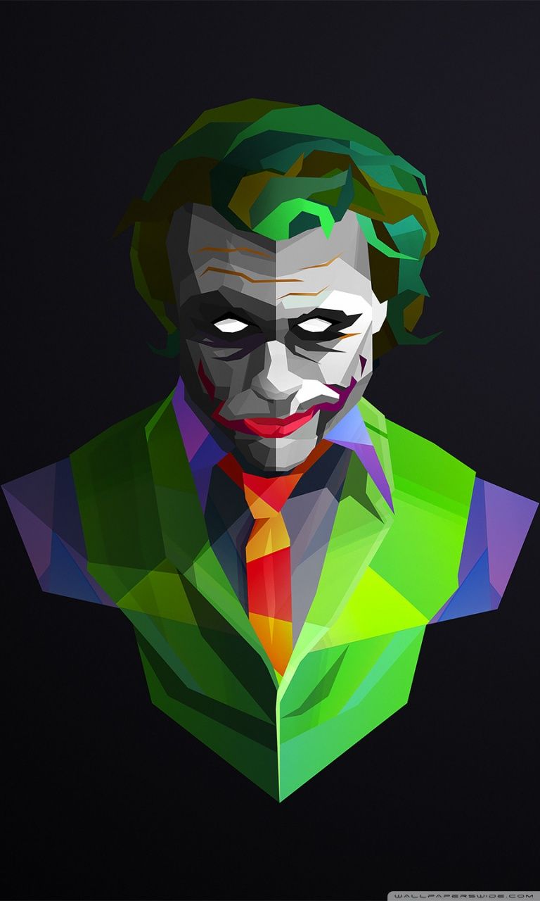 Joker illustrazione low poly, DC Comics, 768x1280 Verticale, Mobile