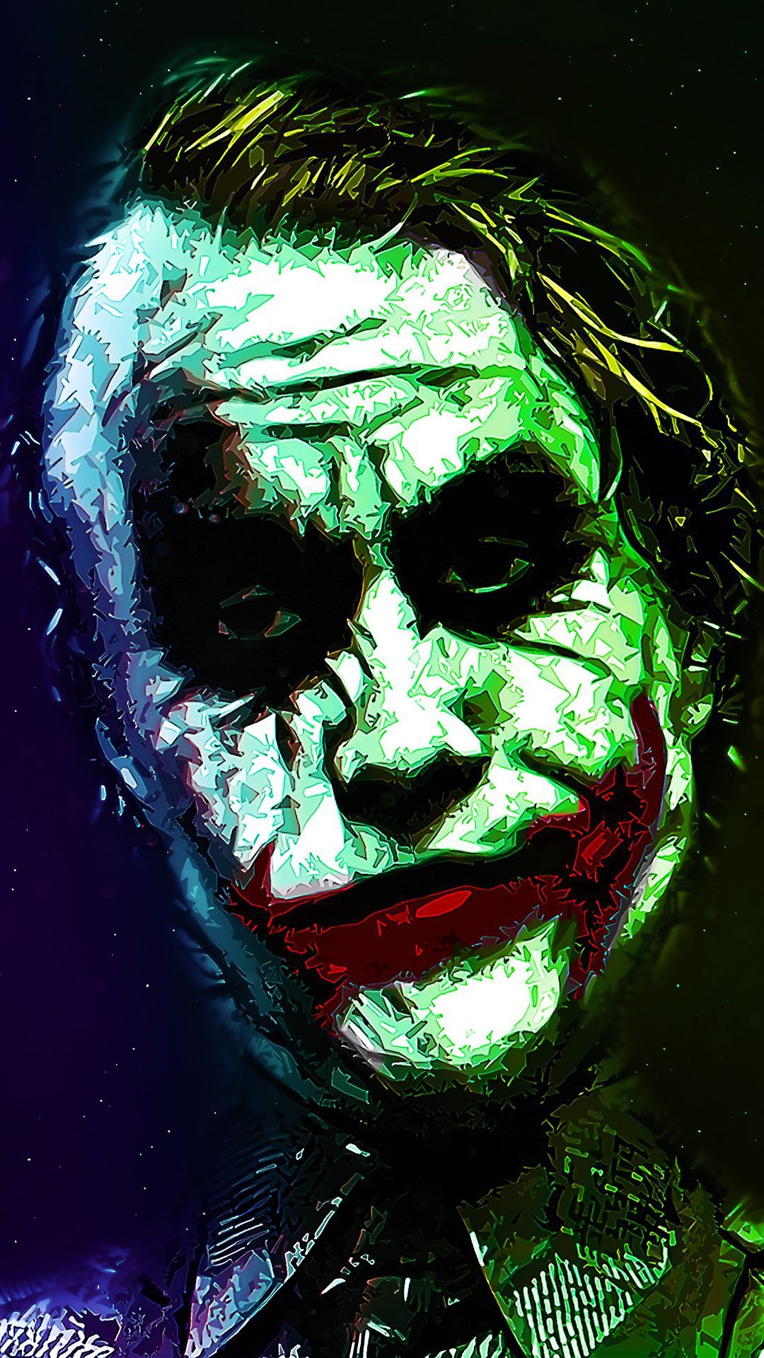Joker volto artistico colorato, nemesi di Batman, 1080x1920 Full HD Verticale, Smartphone