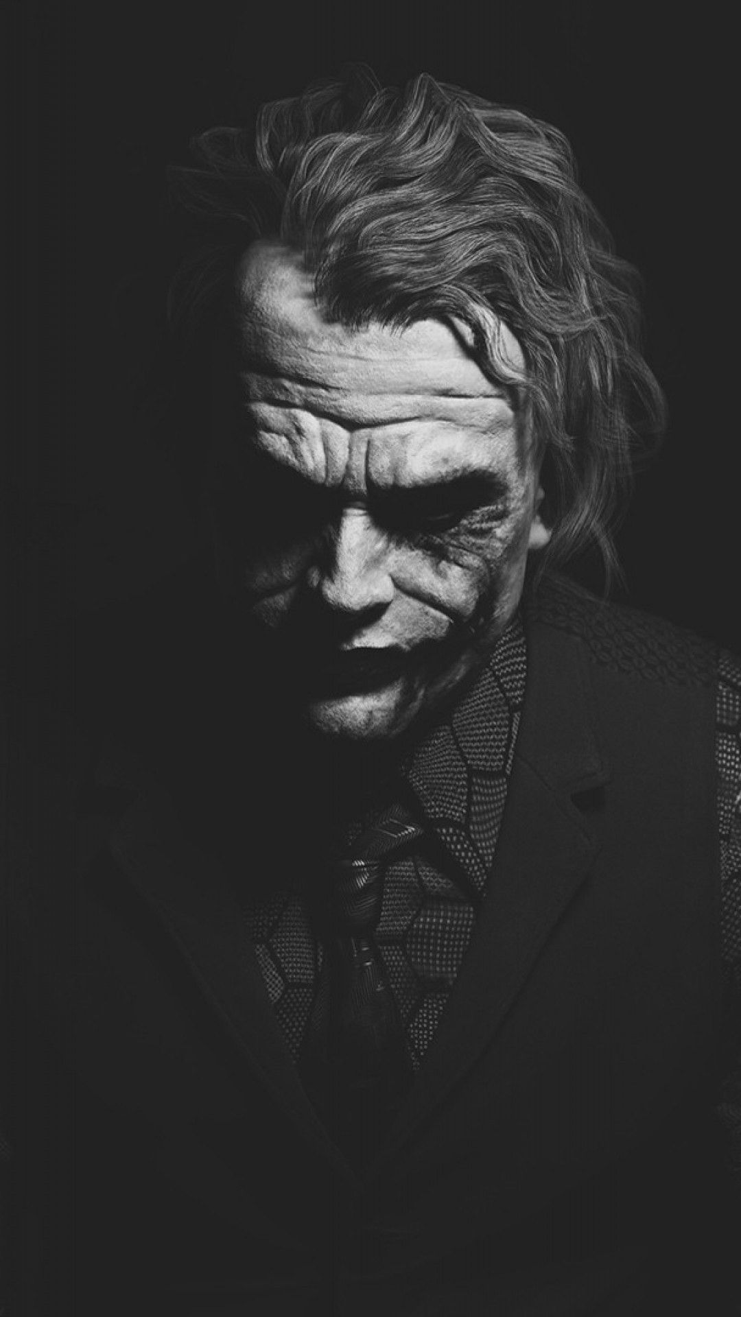 Joker Heath Ledger monocromatico, DC Comics, 1080x1920 Verticale, Telefono
