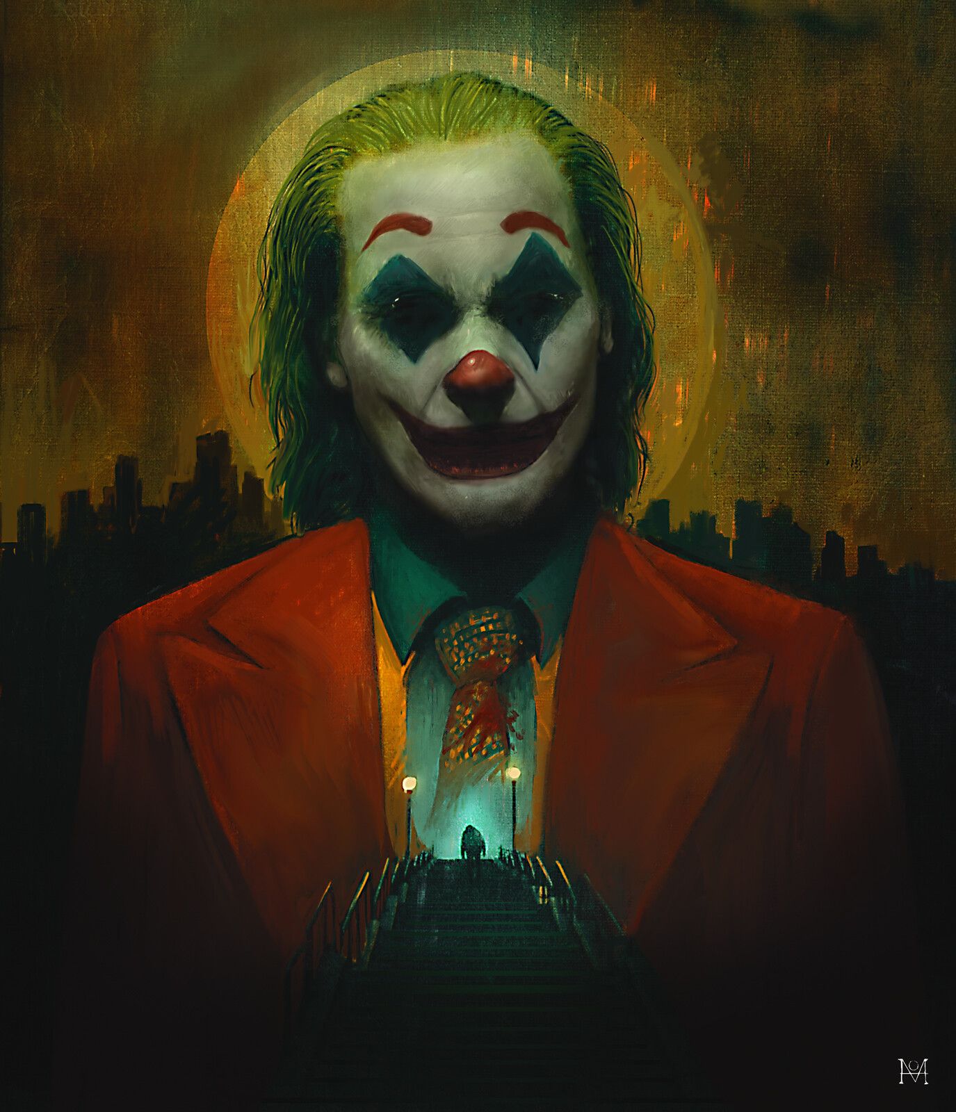 Joker con luna e città, 1375x1600 Full HD Verticale, Smartphone