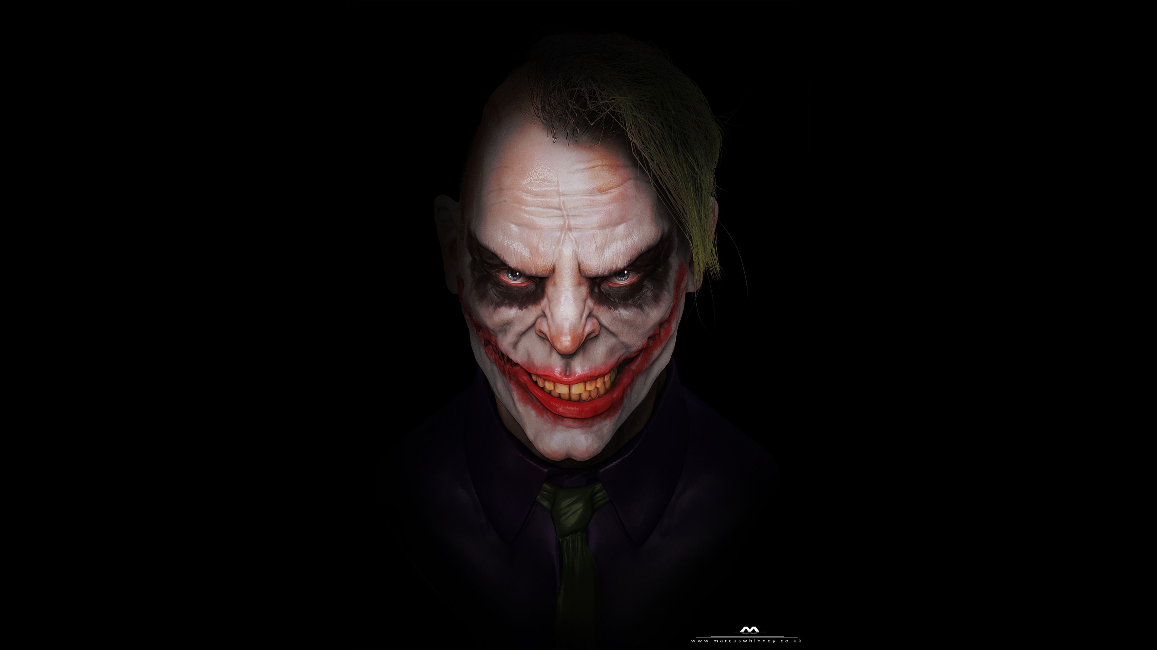 Joker sorriso inquietante sfondo nero, 3840x2160 4K, Desktop 4K