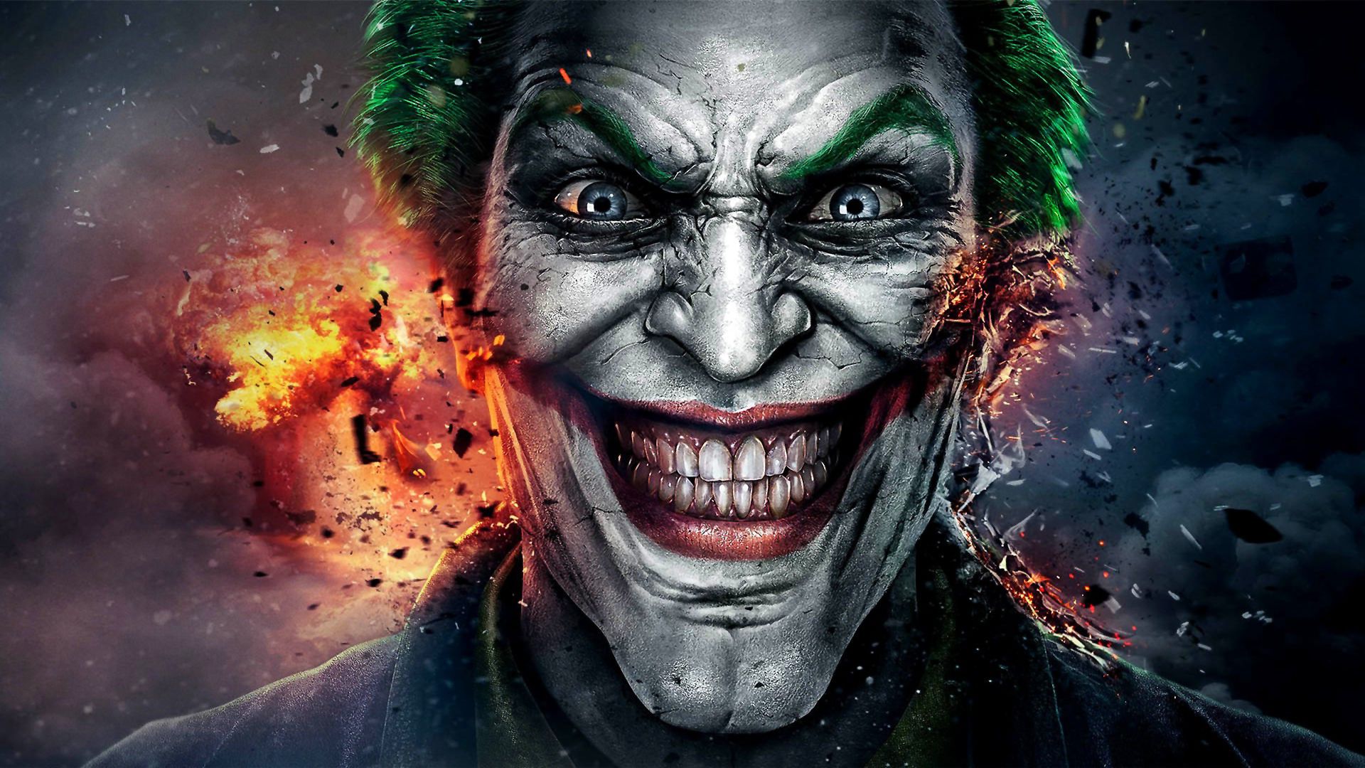 Joker volto sogghignante esplosione, 1366x768 720p, PC