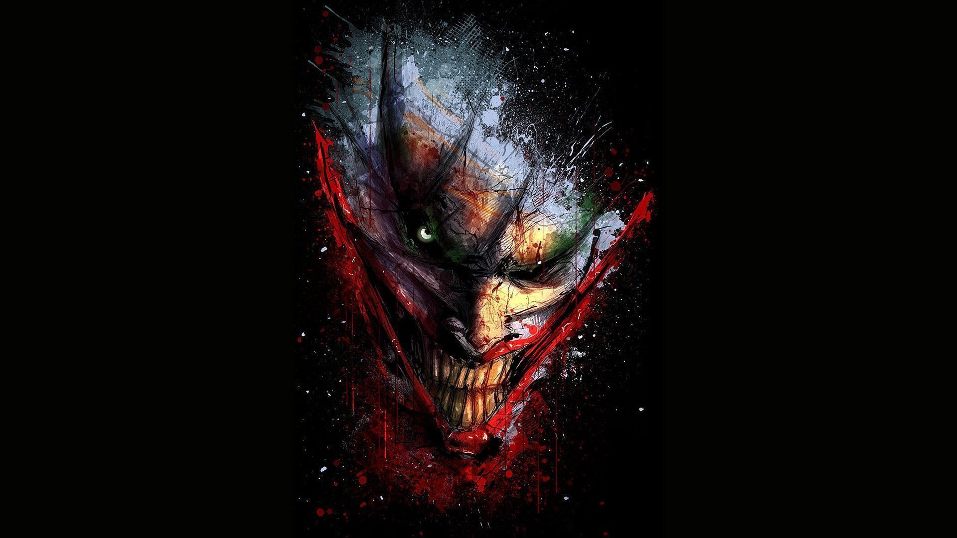 Joker viso disintegrato sfondo nero, 1920x1080 Full HD 1080p, PC Desktop