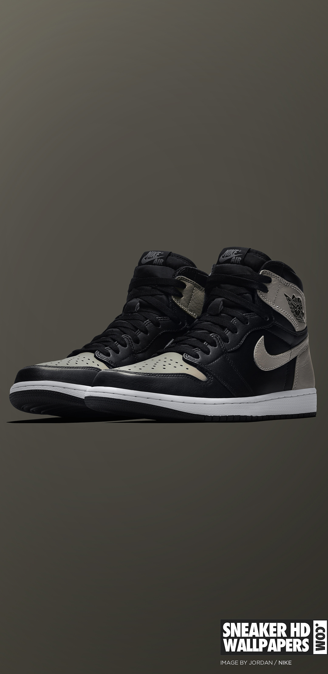 Nike Air Jordan 1 nera grigia, swoosh, 1080x2220 Verticale, iPhone Pro