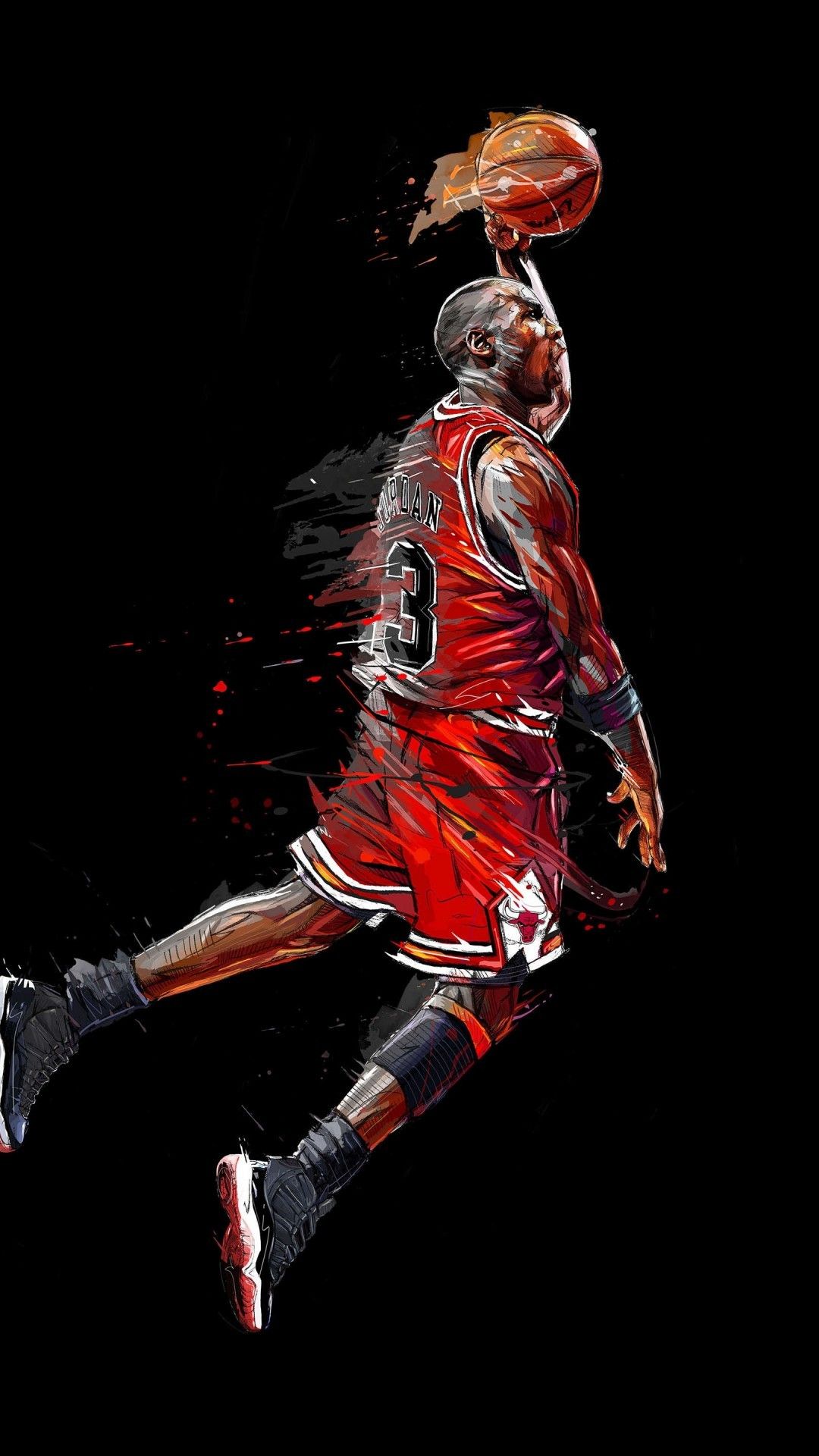Michael Jordan schiacciata artistica, Chicago Bulls, 1080x1920 Verticale, iPhone Air