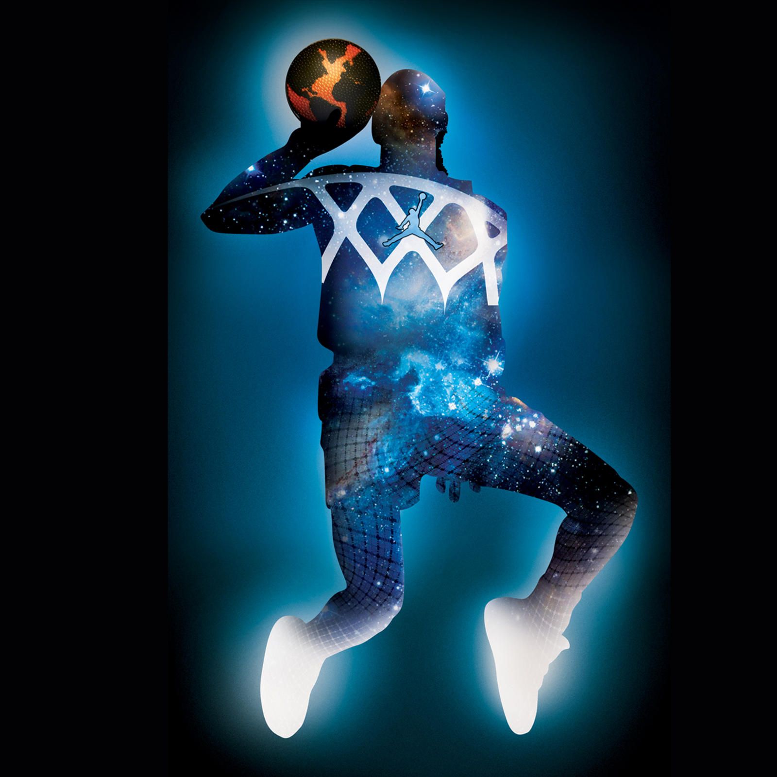 Logo Jordan effetto galassia blu, 1600x1600 HD, Desktop