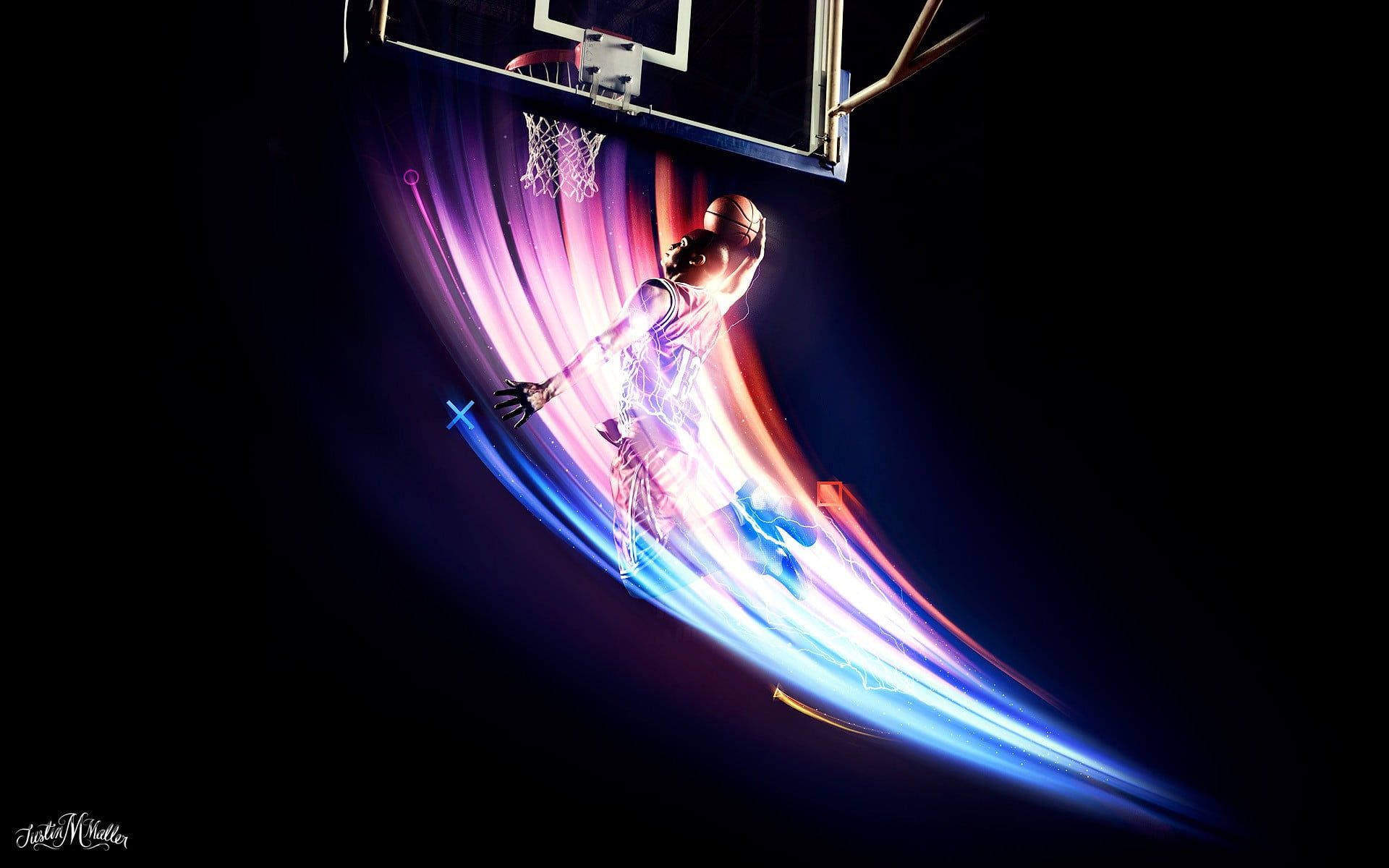 Giocatore basket schiacciata astratto viola, 1920x1200 WUXGA, iMac