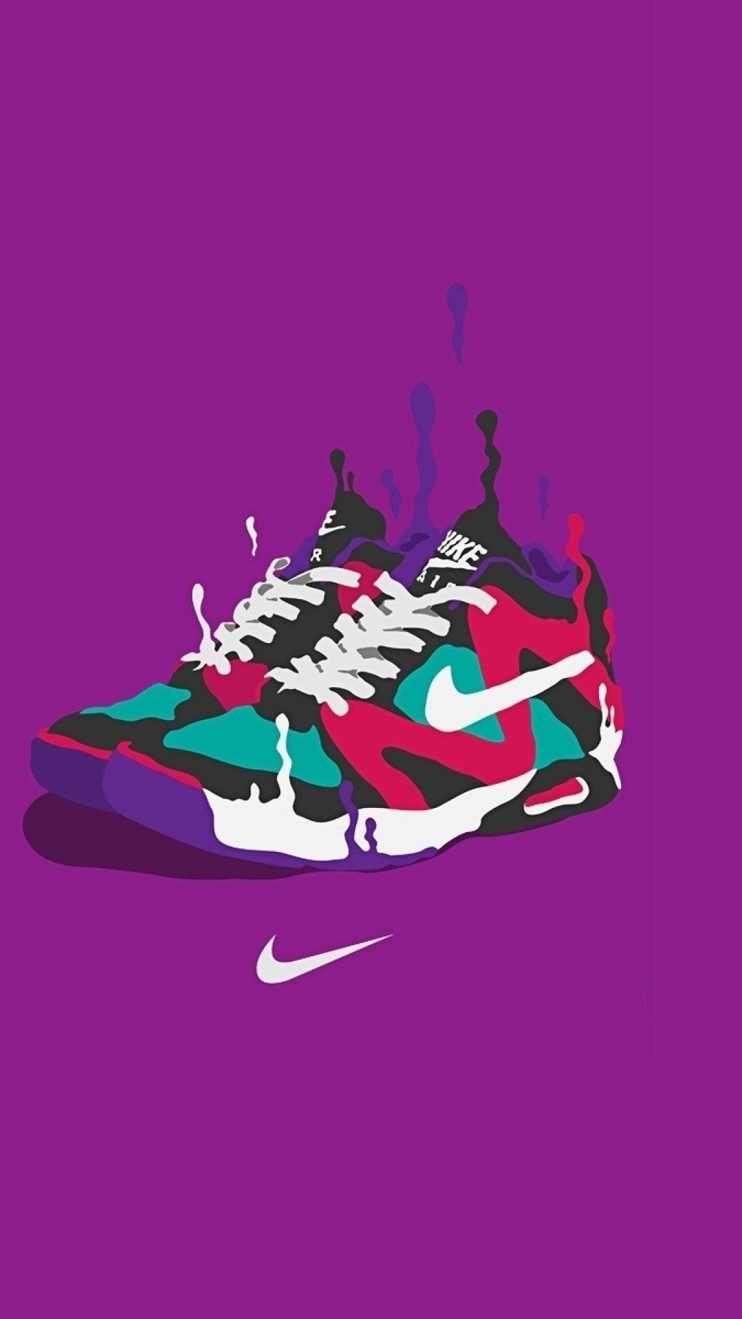 Scarpa Nike sfondo viola, swoosh, 1080x1920 Full HD Verticale, iPhone