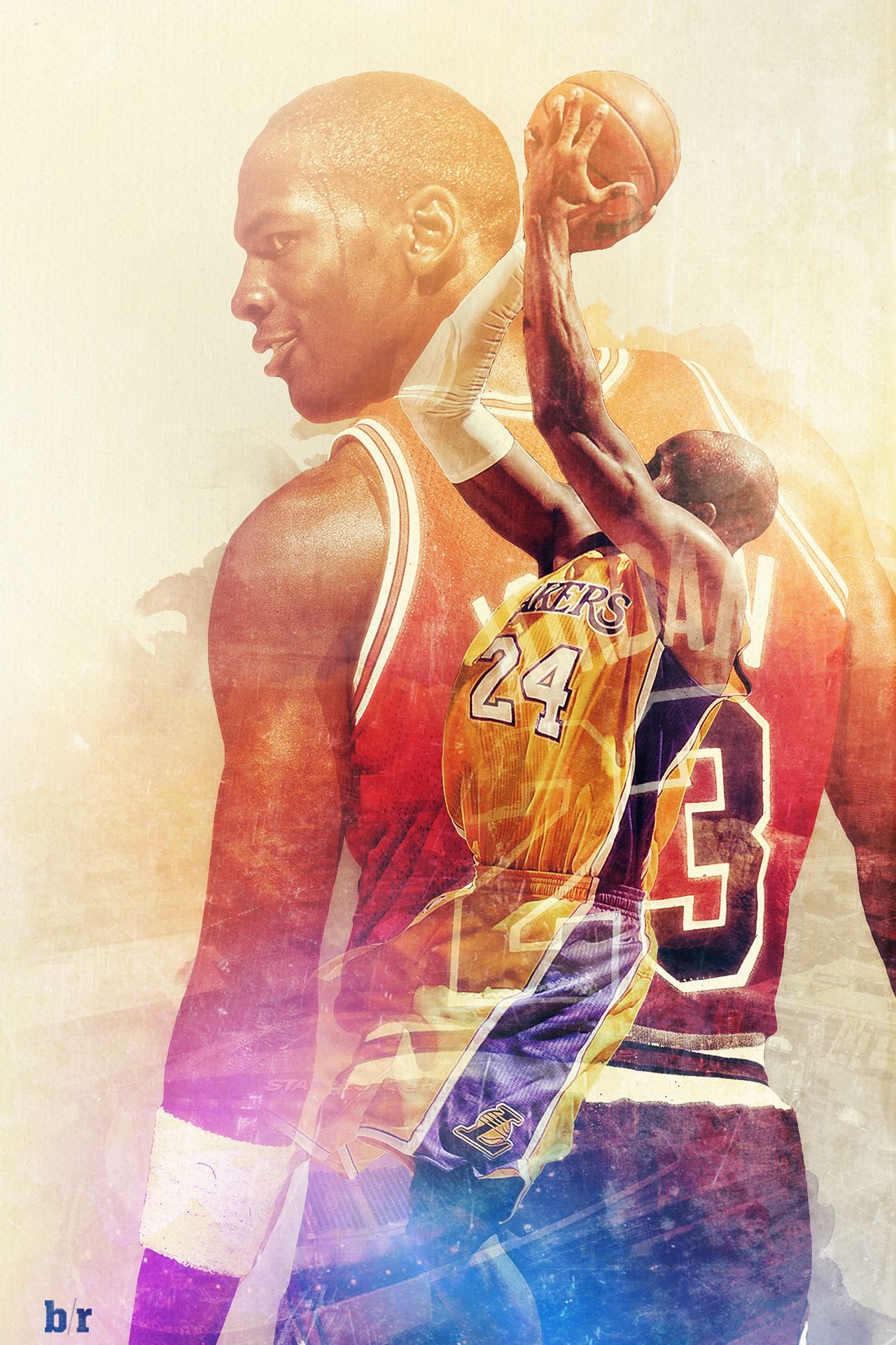 Jordan e Kobe doppia esposizione, 1280x1920 Full HD Verticale, Smartphone