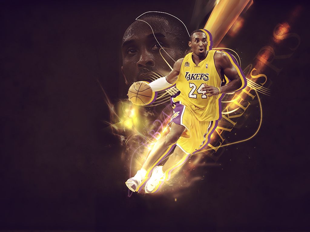 Kobe Bryant Lakers effetto fiamme, 1024x768 HD, PC Desktop