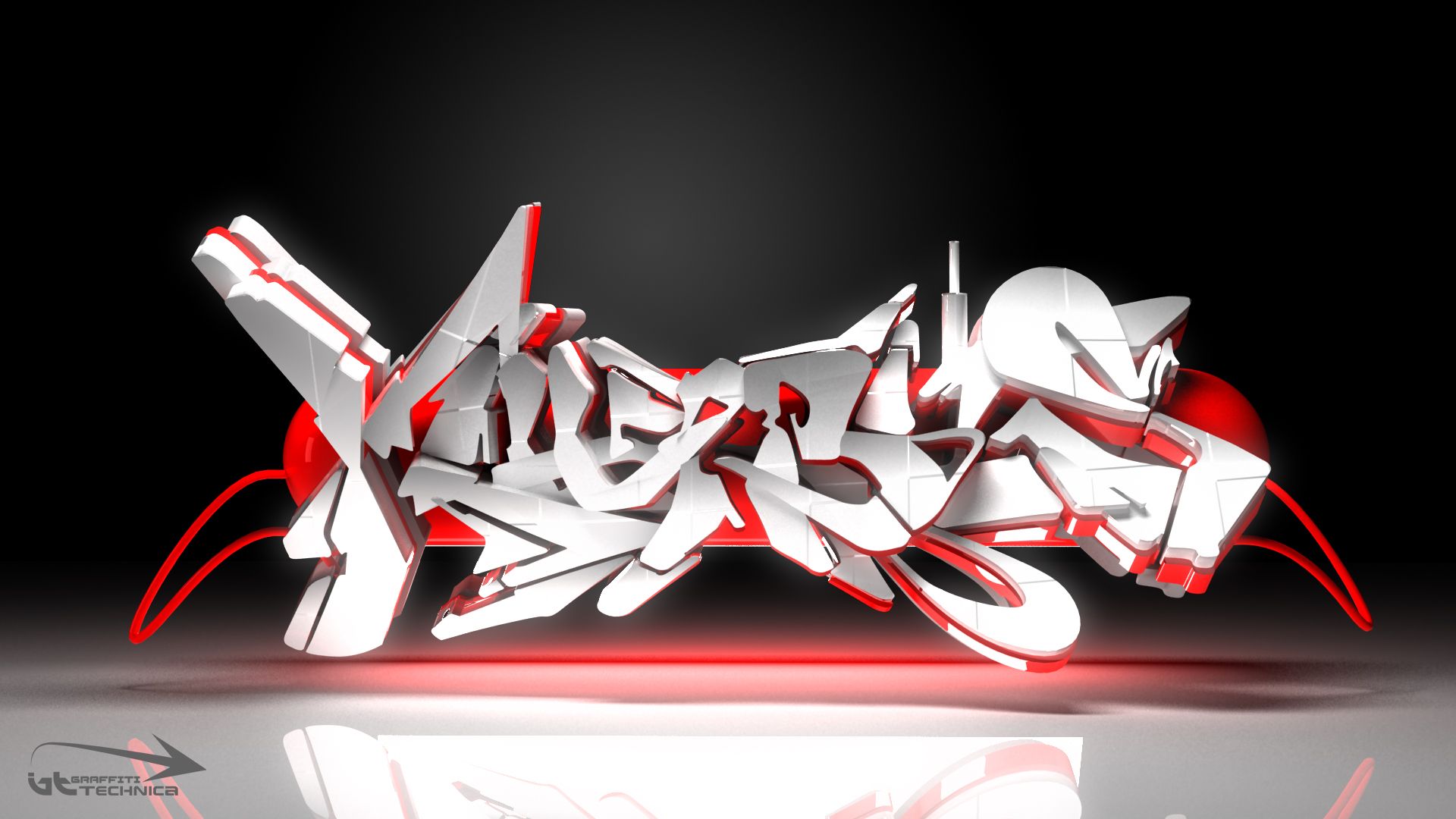 Graffiti 3D rosso e bianco, 1920x1080 Full HD, Desktop