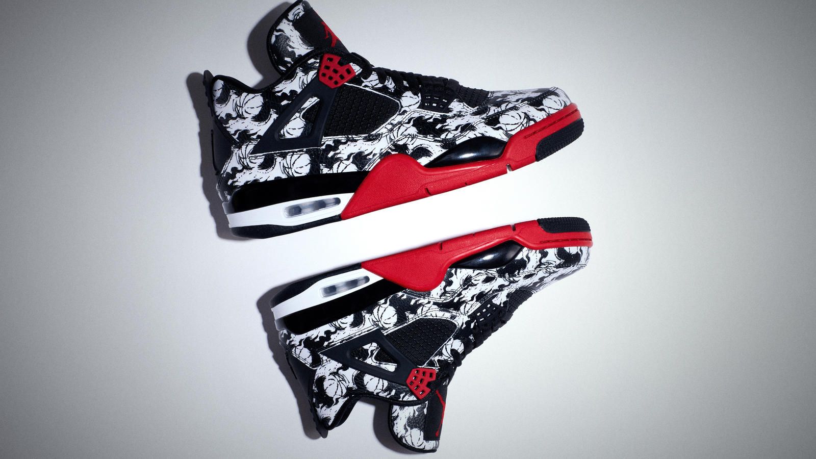 Air Jordan 4 tattoo pattern, sneaker, 1600x900 HD, Laptop