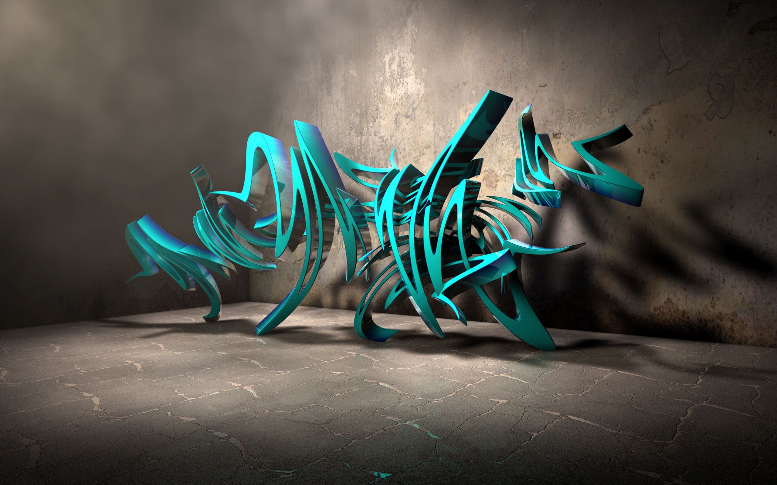 Graffiti 3D turchese astratto, 2560x1600 2K, PC