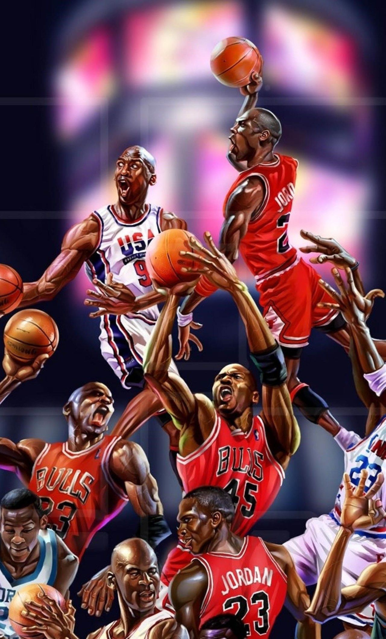 Michael Jordan collage basket, 1280x2120 Full HD Verticale, iPhone Pro